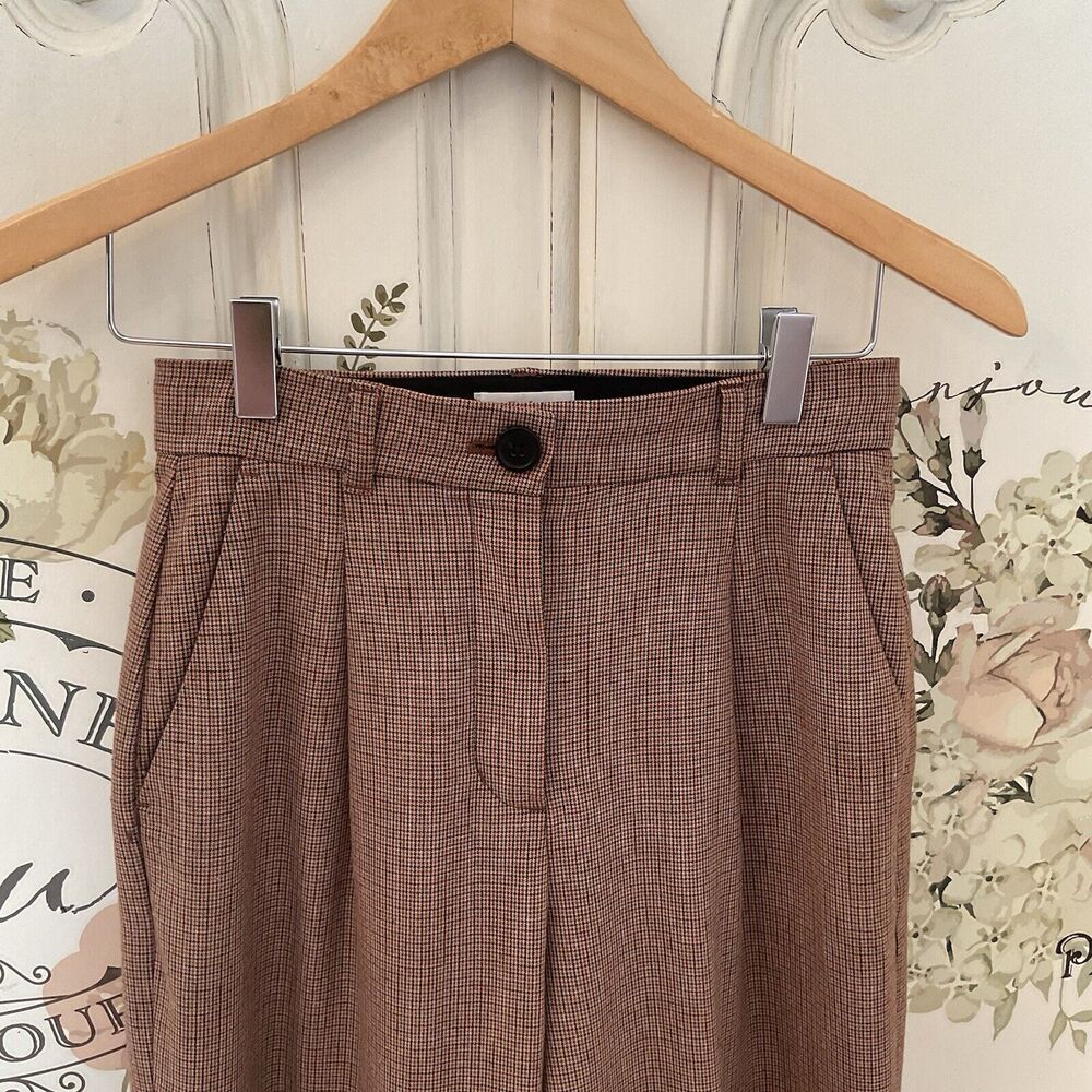 Aritzia Little Moon Women’s Rust Plaid Pants High Rise Pockets, Size 2 - Picture 4 of 10